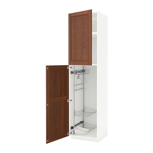 МЕТОД Выс шк с отд д/акс д/убрк - белый, Филипстад коричневый, 60x60x240 см