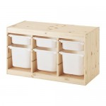 ТРУФАСТ Комбинация д/хранения+контейнерами - светлая беленая сосна/белый