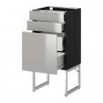 МЕТОД / ФОРВАРА Напольн шкаф 3фронт пнл/2низ/2ср ящ - 40x37x60 см, Гревста нержавеющ сталь, под дерево черный МЕТОД / ФОРВАРА Напольн шкаф 3фронт пнл/2низ/2ср ящ - 40x37x60 см, Гревста нержавеющ сталь, под дерево черный