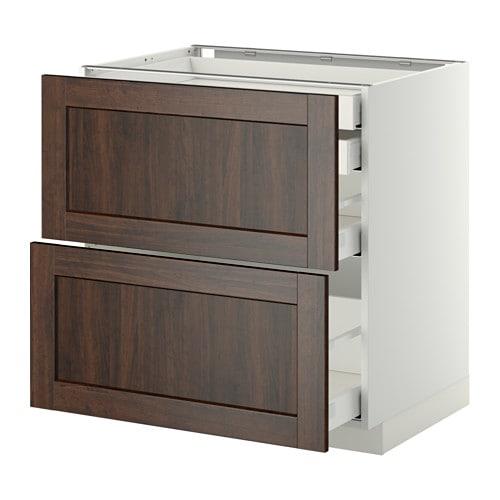 МЕТОД / МАКСИМЕРА Напл шк 2 фрнт/2низ/1срд/1 выс ящ - белый, Эдсерум под дерево коричневый, 80x60 см