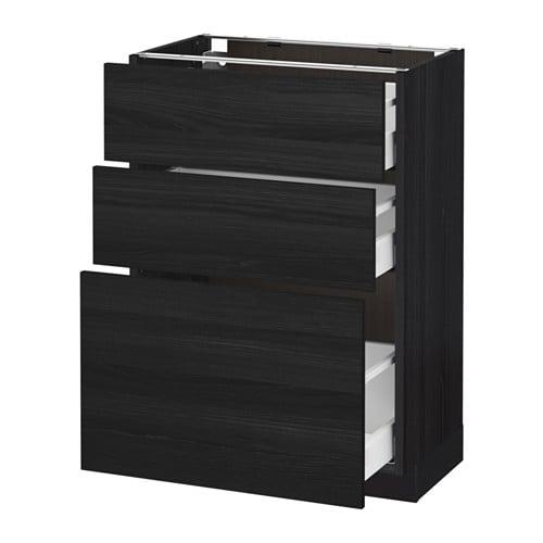 МЕТОД / МАКСИМЕРА Напольный шкаф с 3 ящиками - под дерево черный, Тингсрид под дерево черный, 60x37 см МЕТОД / МАКСИМЕРА Напольный шкаф с 3 ящиками - под дерево черный, Тингсрид под дерево черный, 60x37 см