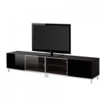 БЕСТО Тумба п-ТВ со стеклянными дверцами - черно-коричневый/глянцевый черный