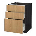МЕТОД / ФОРВАРА Напольный шкаф с 3 ящиками - 60x60 см, Экестад дуб, под дерево черный МЕТОД / ФОРВАРА Напольный шкаф с 3 ящиками - 60x60 см, Экестад дуб, под дерево черный