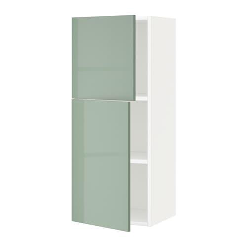 МЕТОД Навесной шкаф с полками/2дверцы - белый, Калларп глянцевый светло-зеленый, 40x100 см МЕТОД Навесной шкаф с полками/2дверцы - белый, Калларп глянцевый светло-зеленый, 40x100 см