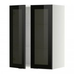 МЕТОД Навесной шкаф с полками/2 стекл дв - белый, Ютис дымчатое стекло/черный, 60x80 см МЕТОД Навесной шкаф с полками/2 стекл дв - белый, Ютис дымчатое стекло/черный, 60x80 см