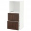 МЕТОД / МАКСИМЕРА Высокий шкаф с 2 ящиками д/духовки - белый, Эдсерум под дерево коричневый