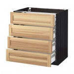 МЕТОД / МАКСИМЕРА Напольн шкаф 4 фронт панели/4 ящика - под дерево черный, Торхэмн естественный ясень, 80x60 см МЕТОД / МАКСИМЕРА Напольн шкаф 4 фронт панели/4 ящика - под дерево черный, Торхэмн естественный ясень, 80x60 см