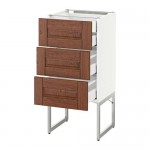 МЕТОД / МАКСИМЕРА Напольн шкаф 3фронт пнл/2низ/2ср ящ - белый, Филипстад коричневый, 40x37x60 см