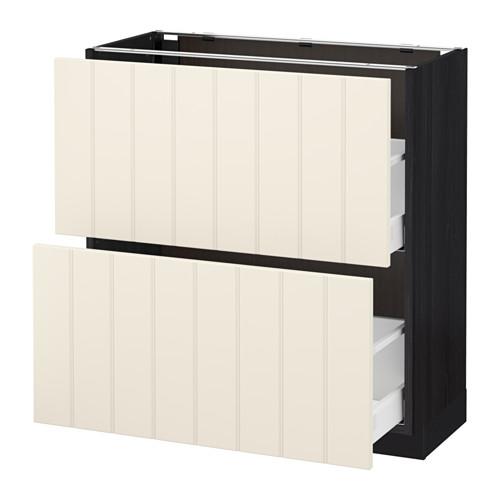 МЕТОД / МАКСИМЕРА Напольный шкаф с 2 ящиками - под дерево черный, Хитарп белый с оттенком, 80x37 см МЕТОД / МАКСИМЕРА Напольный шкаф с 2 ящиками - под дерево черный, Хитарп белый с оттенком, 80x37 см