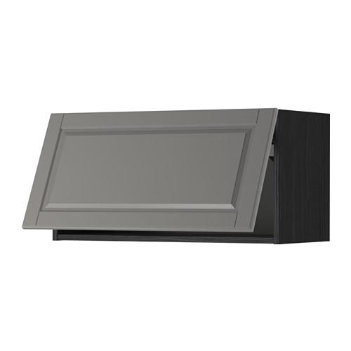 МЕТОД Горизонтальный навесной шкаф - под дерево черный, Будбин серый, 80x40 см МЕТОД Горизонтальный навесной шкаф - под дерево черный, Будбин серый, 80x40 см