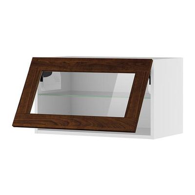 ФАКТУМ Гориз навесн шкаф со стекл дверью - Роккхаммар коричневый, 70x40 см