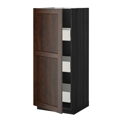 МЕТОД / ФОРВАРА Высокий шкаф с ящиками - под дерево черный, Эдсерум под дерево коричневый МЕТОД / ФОРВАРА Высокий шкаф с ящиками - под дерево черный, Эдсерум под дерево коричневый