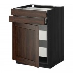 МЕТОД / ФОРВАРА Нплн шк двр/2фрнт/2нзк/2срд ящ - под дерево черный, Эдсерум под дерево коричневый, 60x60 см