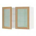 МЕТОД Навесной шкаф с полками/2 стекл дв - белый, Экестад дуб, 80x60 см МЕТОД Навесной шкаф с полками/2 стекл дв - белый, Экестад дуб, 80x60 см