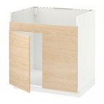 МЕТОД Напольн шкаф д двойн мойки ДУМШЁ - белый, Аскерсунд под светлый ясень