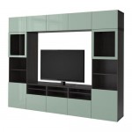 БЕСТО Шкаф для ТВ, комбин/стеклян дверцы - черно-коричневый Сельсвикен/глянцевый/серо-зеленый светлый прозрачное стекло, направляющие ящика, плавно закр БЕСТО Шкаф для ТВ, комбин/стеклян дверцы - черно-коричневый Сельсвикен/глянцевый/серо-зеленый светлый прозрачное стекло, направляющие ящика, плавно закр