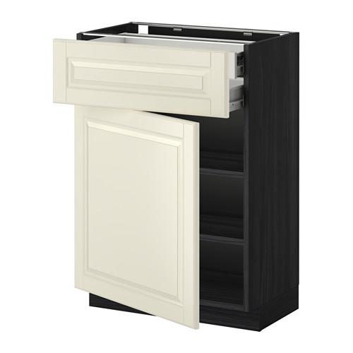 МЕТОД / ФОРВАРА Напольн шкаф двр/фр пнл/плк/2низ ящ - под дерево черный, Будбин белый с оттенком, 60x37 см МЕТОД / ФОРВАРА Напольн шкаф двр/фр пнл/плк/2низ ящ - под дерево черный, Будбин белый с оттенком, 60x37 см