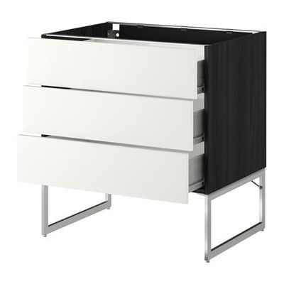 МЕТОД / ФОРВАРА Нплн шк 3 фрнт/3 средн ящика - 80x60x60 см, Хэггеби белый, под дерево черный МЕТОД / ФОРВАРА Нплн шк 3 фрнт/3 средн ящика - 80x60x60 см, Хэггеби белый, под дерево черный