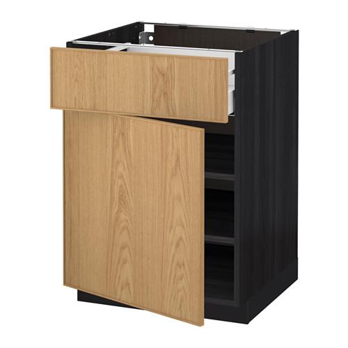 МЕТОД / МАКСИМЕРА Напольный шкаф с ящиком/дверью - под дерево черный, Экестад дуб, 60x60 см МЕТОД / МАКСИМЕРА Напольный шкаф с ящиком/дверью - под дерево черный, Экестад дуб, 60x60 см
