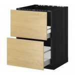 МЕТОД / МАКСИМЕРА Напольн шк п-мойку+2фрнт пнл/2 ящ - 60x60 см, Тингсрид под березу, под дерево черный МЕТОД / МАКСИМЕРА Напольн шк п-мойку+2фрнт пнл/2 ящ - 60x60 см, Тингсрид под березу, под дерево черный