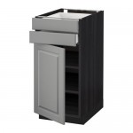 МЕТОД / МАКСИМЕРА Напольный шкаф с дверцей/2 ящиками - под дерево черный, Будбин серый, 40x60 см МЕТОД / МАКСИМЕРА Напольный шкаф с дверцей/2 ящиками - под дерево черный, Будбин серый, 40x60 см