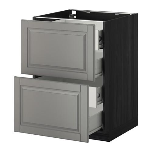 МЕТОД / ФОРВАРА Напольн шкаф 2 фронт пнл/4 средн ящ - под дерево черный, Будбин серый, 60x60 см МЕТОД / ФОРВАРА Напольн шкаф 2 фронт пнл/4 средн ящ - под дерево черный, Будбин серый, 60x60 см