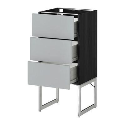 МЕТОД / ФОРВАРА Нплн шк 3 фрнт/3 средн ящика - 40x37x60 см, Веддинге серый, под дерево черный МЕТОД / ФОРВАРА Нплн шк 3 фрнт/3 средн ящика - 40x37x60 см, Веддинге серый, под дерево черный