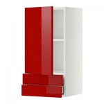 МЕТОД / МАКСИМЕРА Навесной шкаф с дверцей/2 ящика - 40x80 см, Рингульт глянцевый красный, белый МЕТОД / МАКСИМЕРА Навесной шкаф с дверцей/2 ящика - 40x80 см, Рингульт глянцевый красный, белый