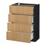 МЕТОД / ФОРВАРА Напольн шкаф 4 фронт панели/4 ящика - 60x37 см, Экестад дуб, под дерево черный МЕТОД / ФОРВАРА Напольн шкаф 4 фронт панели/4 ящика - 60x37 см, Экестад дуб, под дерево черный