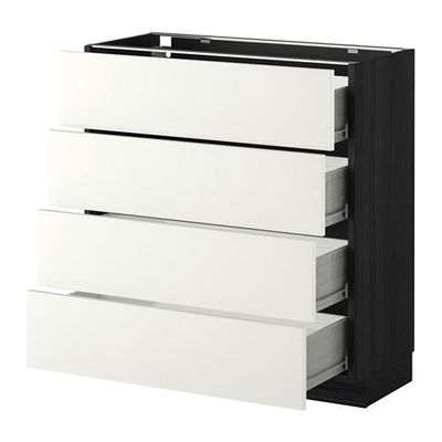 МЕТОД / ФОРВАРА Напольн шкаф 4 фронт панели/4 ящика - 80x37 см, Хэггеби белый, под дерево черный МЕТОД / ФОРВАРА Напольн шкаф 4 фронт панели/4 ящика - 80x37 см, Хэггеби белый, под дерево черный
