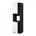 МЕТОД Высок шкаф д/духовки/2дверцы/полки - 60x60x220 см, Лаксарби белый, под дерево черный МЕТОД Высок шкаф д/духовки/2дверцы/полки - 60x60x220 см, Лаксарби белый, под дерево черный