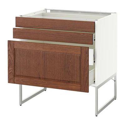 МЕТОД / ФОРВАРА Напольн шкаф 3фронт пнл/2низ/2ср ящ - 80x60x60 см, Филипстад коричневый, белый
