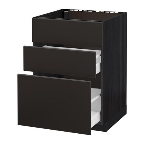 МЕТОД / МАКСИМЕРА Напольн шк п-мойку+3фрнт пнл/2ящ - под дерево черный, Кунгсбакка антрацит, 60x60 см МЕТОД / МАКСИМЕРА Напольн шк п-мойку+3фрнт пнл/2ящ - под дерево черный, Кунгсбакка антрацит, 60x60 см
