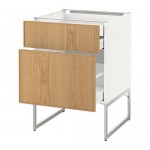 МЕТОД / МАКСИМЕРА Напольн шкаф 2фронт пнл/2низ/1вс ящ - белый, Экестад дуб, 60x60x60 см МЕТОД / МАКСИМЕРА Напольн шкаф 2фронт пнл/2низ/1вс ящ - белый, Экестад дуб, 60x60x60 см