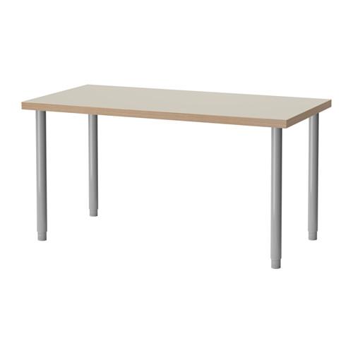 ЛИННМОН / ОЛОВ Стол - бежевый/серебристый