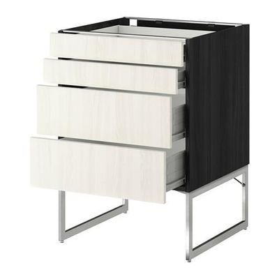 МЕТОД / ФОРВАРА Нплн шк 4 фронт/2 низк/2средн ящ - 60x60x60 см, Росдаль белый ясень, под дерево черный МЕТОД / ФОРВАРА Нплн шк 4 фронт/2 низк/2средн ящ - 60x60x60 см, Росдаль белый ясень, под дерево черный