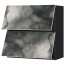 МЕТОД Навесной шкаф/2 дверцы, горизонтал - под дерево черный, Кальвиа с печатным рисунком, 80x80 см