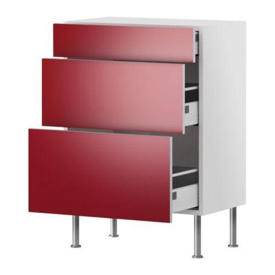 ФАКТУМ Напольный шкаф с 3 ящиками - Абстракт красный, 60x37 см ФАКТУМ Напольный шкаф с 3 ящиками - Абстракт красный, 60x37 см