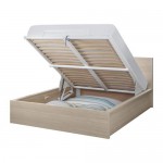 МАЛЬМ Кровать с подъемным механизмом - дубовый шпон, беленый, 160x200 см