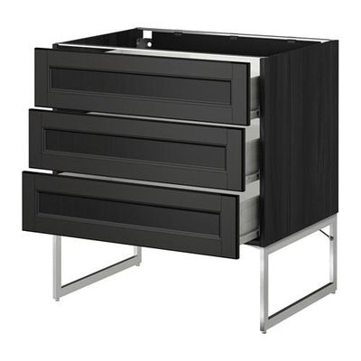 МЕТОД / ФОРВАРА Нплн шк 3 фрнт/3 средн ящика - 80x60x60 см, Лаксарби черно-коричневый, под дерево черный МЕТОД / ФОРВАРА Нплн шк 3 фрнт/3 средн ящика - 80x60x60 см, Лаксарби черно-коричневый, под дерево черный