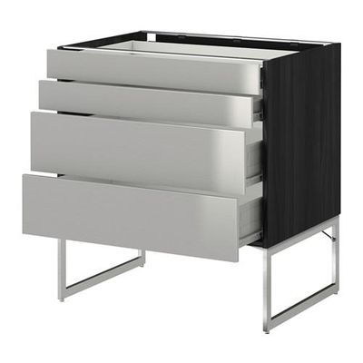 МЕТОД / ФОРВАРА Нплн шк 4 фронт/2 низк/2средн ящ - 80x60x60 см, Гревста нержавеющ сталь, под дерево черный МЕТОД / ФОРВАРА Нплн шк 4 фронт/2 низк/2средн ящ - 80x60x60 см, Гревста нержавеющ сталь, под дерево черный