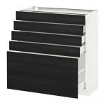 МЕТОД / МАКСИМЕРА Напольный шкаф с 5 ящиками - белый, Тингсрид под дерево черный, 80x37 см