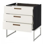 МЕТОД / ФОРВАРА Нплн шк 3 фрнт/3 средн ящика - 80x60x60 см, Мэрста белый, под дерево черный