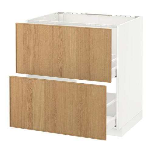 МЕТОД / МАКСИМЕРА Напольн шк п-мойку+2фрнт пнл/2 ящ - белый, Экестад дуб, 80x60 см МЕТОД / МАКСИМЕРА Напольн шк п-мойку+2фрнт пнл/2 ящ - белый, Экестад дуб, 80x60 см