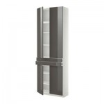 МЕТОД / ФОРВАРА Высокий шкаф+полки/2 ящика/4 дверцы - Рингульт глянцевый серый, белый МЕТОД / ФОРВАРА Высокий шкаф+полки/2 ящика/4 дверцы - Рингульт глянцевый серый, белый