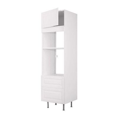 ФАКТУМ Высок шкаф для СВЧ/духов+ящ/дверь - Лидинго белый с оттенком, 60x211 см
