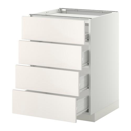 МЕТОД / ФОРВАРА Напольн шкаф/4фронт пнл/4ящика - белый, Веддинге белый, 60x60 см