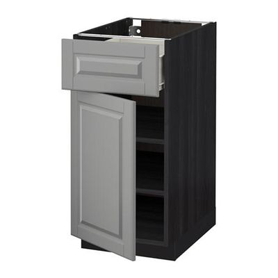 МЕТОД / ФОРВАРА Напольный шкаф с ящиком/дверью - 40x60 см, Будбин серый, под дерево черный МЕТОД / ФОРВАРА Напольный шкаф с ящиком/дверью - 40x60 см, Будбин серый, под дерево черный