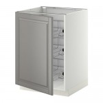 МЕТОД Напольный шкаф с проволочн ящиками - белый, Будбин серый, 60x60 см