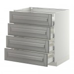 METOD напольн шкаф 4 фронт панели/4 ящика цвет алюминия